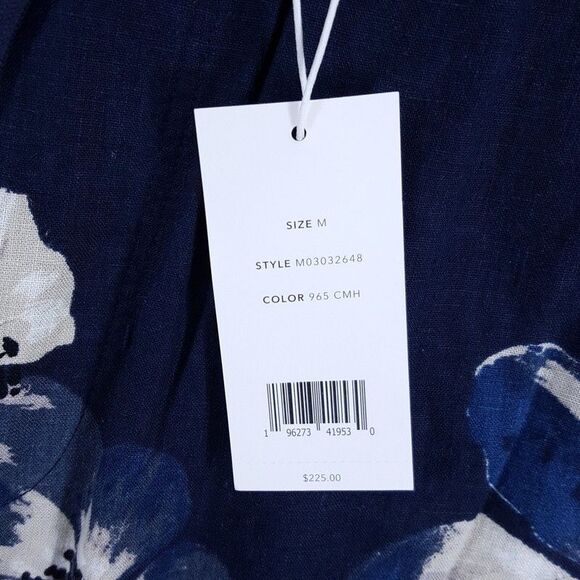 VINCE Shorts Mens Medium Blue Floral Drawstring Pull On Tropical Linen $225 - Picture 4 of 11